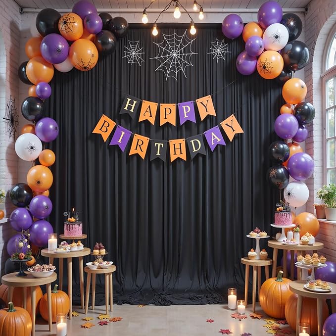 10x12ft Wrinkle Free Black Backdrop Curtain for Wedding Parties, 2 Panels 5×12 ft Long Soft Silky Polyester Fabric Backdrop Drapes Black Photo Back Drop Curtains for Party Photography Background Cloth