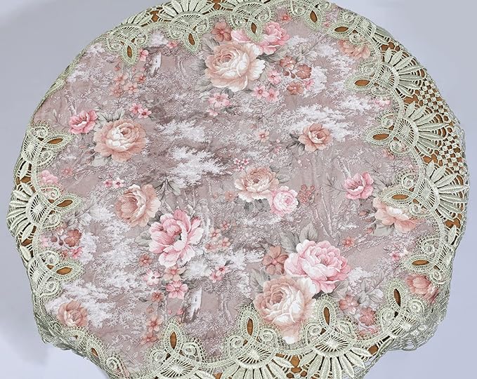 vctops Damask Lace Patchwork Tablecloth Luxury Square Small Table Cover Elegant Floral Embroidered Lace Table Cloth for Party Kitchen Dinning Picnic Decoration (Type E,22"x22")