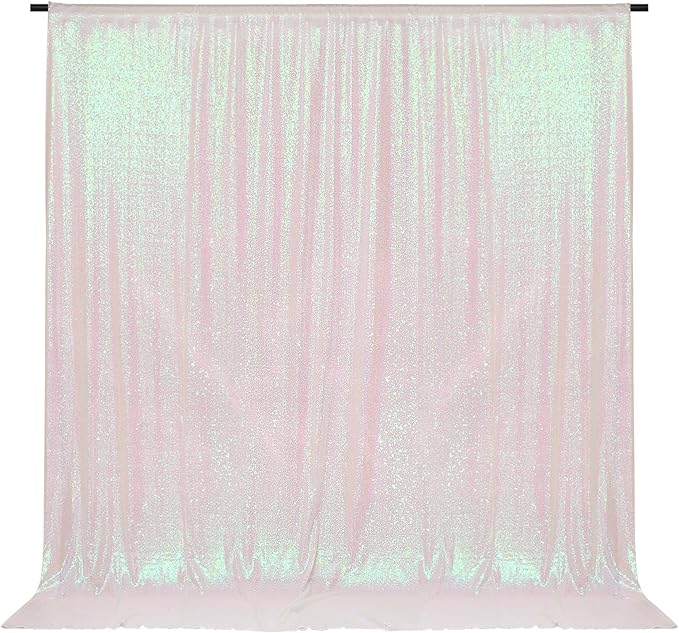 PartyDelight Sequin Backdrop Iridescent 6Ft x 8Ft Photograph Wedding Curtain Special Events