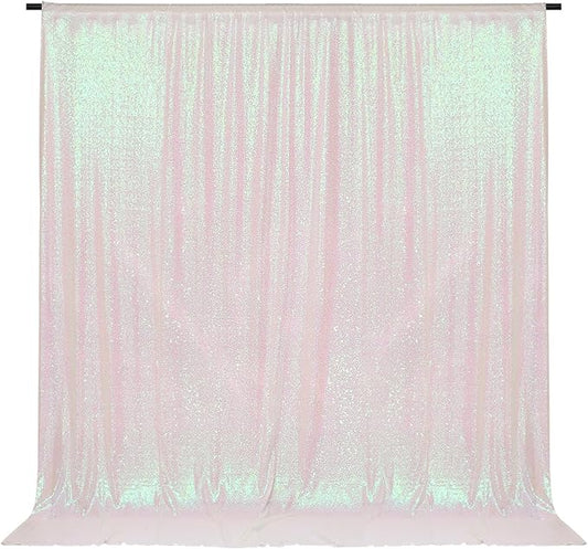 PartyDelight Iridescent 8FTx8FT Sequin Backdrop Photography Curtain Special Events Party