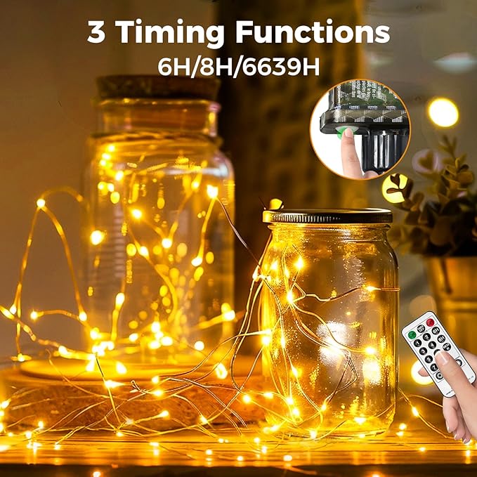 btfarm Fairy Lights Plug in with Remote, 33FT 100 LED Outdoor Twinkle Lights Waterproof with Timer, 8 Modes Indoor String Lights for Bedroom Patio Garden Wedding Christmas Decoration, Warm White