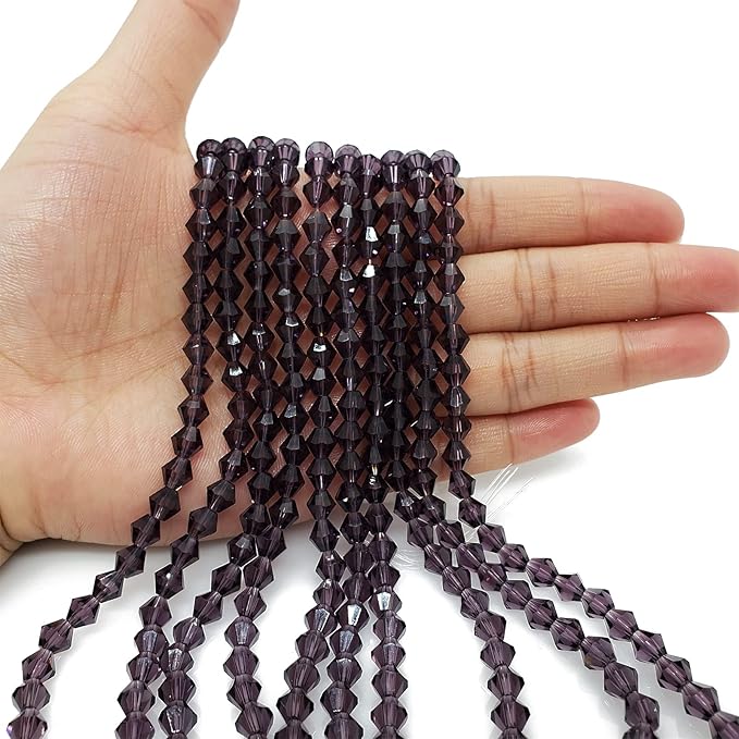 6mm Bicone 450Pcs Violet Crystal Glass Beads Faceted Bicone Shape Crystal Glass Spacer Beads for Bracelet Necklace Decorative Hand Jewelry Making (Violet, 6MM)