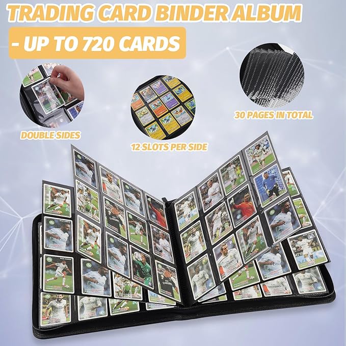 Trading Card Binder 12 Pocket, 720 Pockets Card Binders, Card Collection Binder, Card Album Folder for MTG, TCG, Sports Cards, Game Cards (Dark Blue)