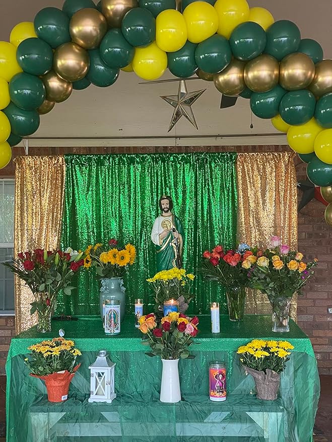 Green Sequin Backdrop Curtains 1 Panel 10FTx10FT Glitter Green Photo Backdrop Party Wedding Baby Shower Curtain Sparkle Photography Background