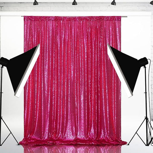 Eternal Beauty Hot Pink Sequin Backdrop, 10x10 Ft Glitter Background Curtains for Shimmer Photography Party Wedding Birthday Back Drop Decor