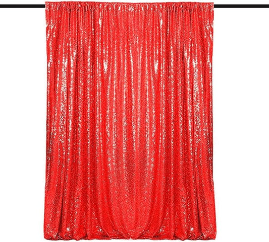 Red Sequin Backdrop Curtains 1 Panel 8FTx8FT Glitter Red Photo Backdrop Drapes Party Wedding Baby Shower Curtain Sparkle Photography Background