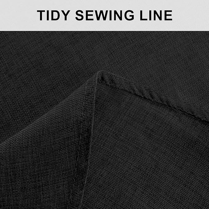Hiasan Round Linen Tablecloth 70 Inch - Wrinkle and Stain Resistant Washable Polyester Fabric Table Cloth for Dining Room Kitchen Party, Black