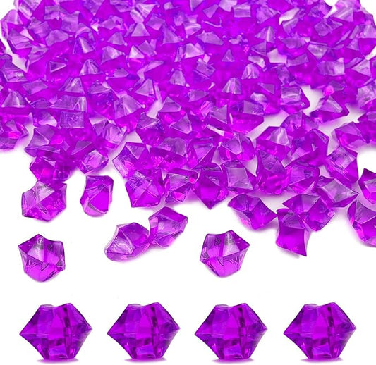 150PCS Fake Ice, Fake Crushed Ice Cubes 16 x 22 mm Artificial Acrylic Crystal Diamonds for Vase Fillers,Table Scatter, Wedding Decoration, Photography Props, DIY Crafts Rose red