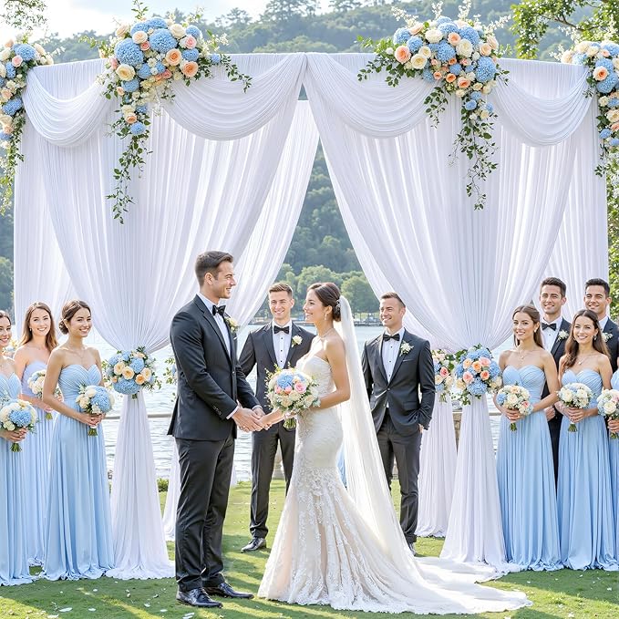 50ft x 12ft White Backdrop Curtains Wrinkle Free Backdrop Curtain for Wedding Parties White Fabric Backdrops Drapes Back Drop Cloth Bridal Shower Stage Curtains Wedding Decorations for Reception