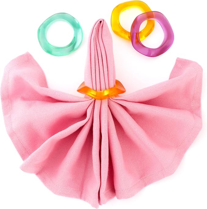Set of 12 Epoxy Resin Napkin Rings - Handcrafted Napkin Ring Holders 1.5" Napkin Rings for Christmas Party Decoration, Dinning Table, Family Gatherings, Table Décor(Multi Pastel)- ALPHA Living HOME