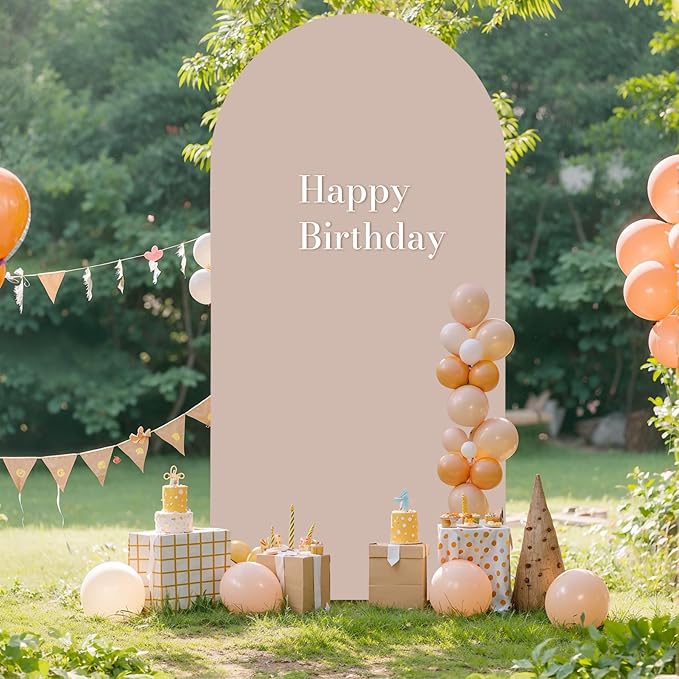6FT Nude Arch Backdrop Cover - Polyester Fitted Wedding Arch Stand Covers Round Top Chiara Arch Backdrop Cover for Birthday Party Banquet Photo Background Decoration