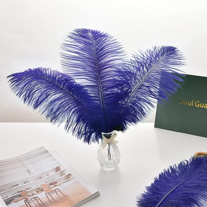 Ballinger Royal Blue Ostrich Feathers - 24Pcs 8-10inch Craft Feathers for Party Centerpieces, Flower Arrangement and Home Decor