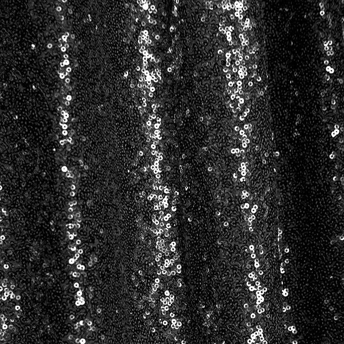 Black Sequin Backdrop Curtains 1 Panel 8FTx8FT Wedding Photo Backdrop Drapes Glitter Birthday Bridal Party Curtains Sparkle Background Party Decor Curtains