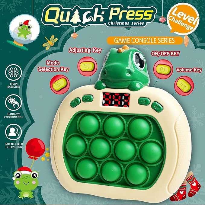 Dinosaur Quick Push Bubble Game,Pop Fidget Light up Puzzle Game Sensory Toys,Halloween Dinosaur Toys for Kids Boys Girls Toddlers Party Favor