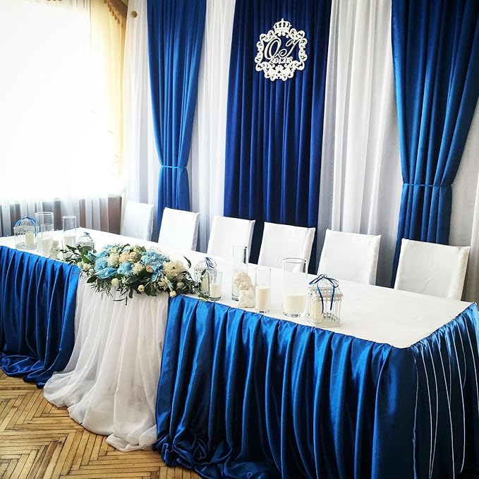 2 Panels Blue Backdrop Curtain, 10 x 10 Feet Background Curtains for Parties, Weddings, Baby Showers, Bachelorette Halloween, Christmas Birthday Party Photoshoot Backdrop Curtains Decorations