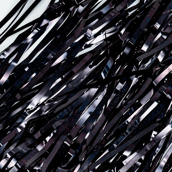 Black Tinsel Curtain Party Backdrop - GREATRIL Party Streamers Backdrop Foil Fringe Curtains for Birthdays/Wizard Halloween Decorations - 1m x 2.5m - Pack of 2