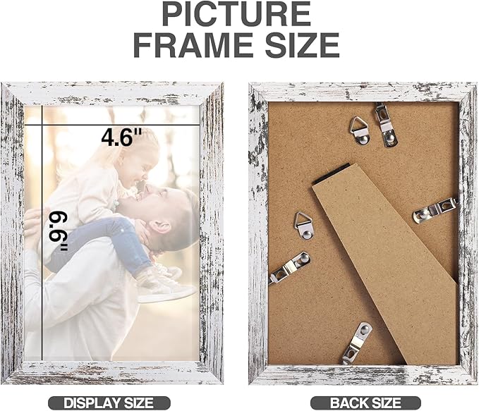 TWING 5x7 Picture Frame Set of 6,Multi Rustic Photo Frame Collage for Tabletop Display or Wall Hanging,Distressed White,Ideal Gifts