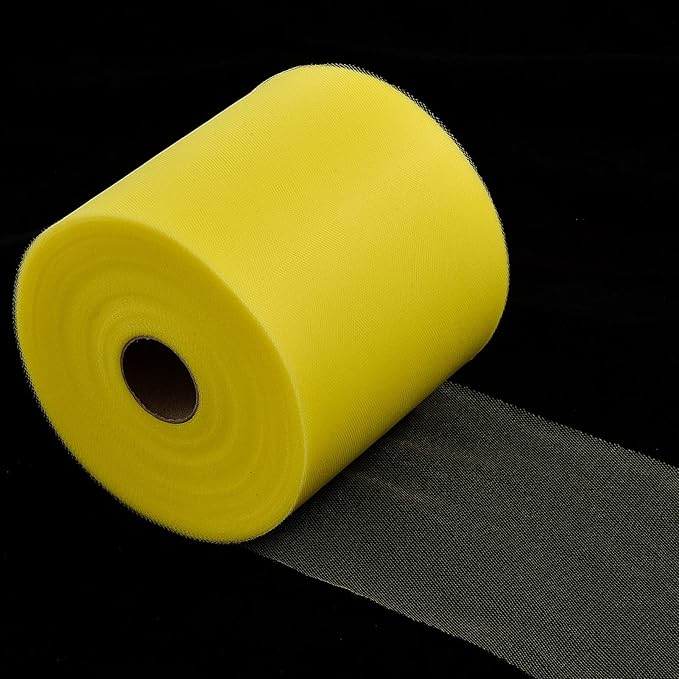 Tulle Fabric Roll, 6” by 200 Yards (600FT) Tulle Organza Fabric Spool for DIY Tutu Skirt Baby Shower Decor Wedding Backdrop Crafts Birthday Party Supplies(Lemon Yellow)