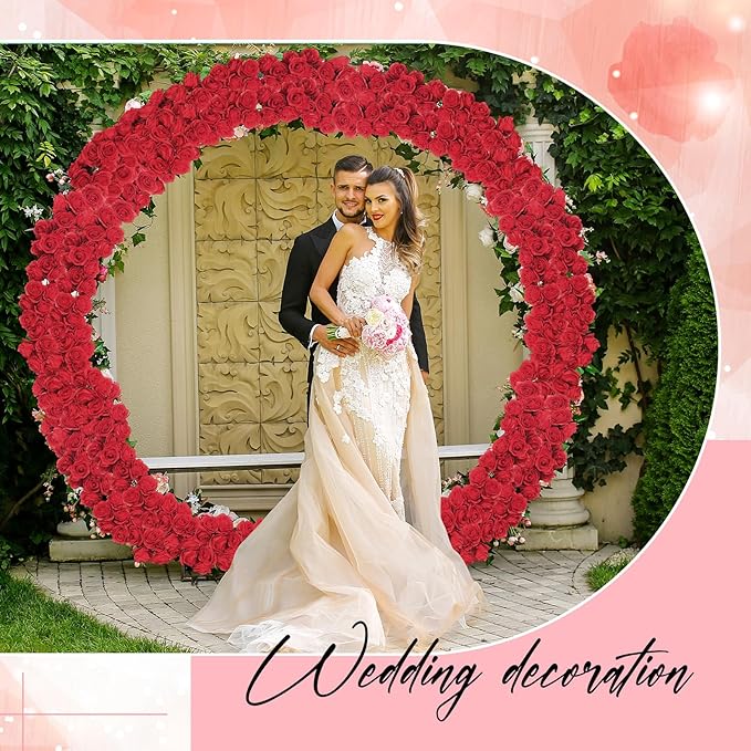 4 Pcs Red Artificial Rose Vine Hanging Faux Flowers Garland for Wedding Anniversary Birthday Party Background Arch Garden Home Wall Room Decor
