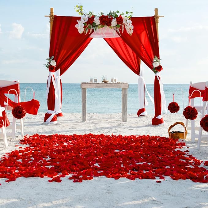 2 Panels Red Backdrop Curtain, 10 x 10 Feet Stain Background Curtains for Parties, Weddings, Baby Showers, Halloween, Christmas Birthday Party Photoshoot Backdrop Curtains Decorations
