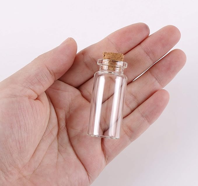 MaxMau 10ml Small Glass Bottles with Cork Stoppers,pack of 100 Vials Tiny Jars for DIY Art Crafts Projects Store Wishing Bottles Message Wedding Favors Gift