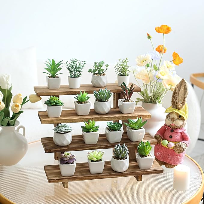 Swallowliving 2pcs Wooden Rustic Cupcake Stand for 24 Cupcakes, Stepped Wood Display Stand for Weddings, Tiered Party Table Display Riser for Food, Dessert, Cookie, Decor, Craft Show, Burnt