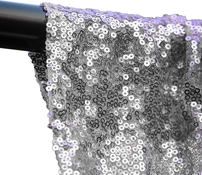 Silver Sequin Backdrop Curtains 4 Panels 2FTx8FT Wedding Photo Backdrop Glitter Birthday Bridal Party Curtains Sparkle Background Party Decor Curtains