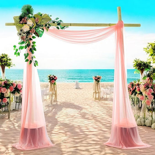 MDS Halloween Chiffon Draping Fabric - 2 Panel, 30" Wide x 100ft Long - Sheer Spooky Arbor & Canopy Drapery for Haunted House Backdrops, Party Ceilings, DIY Costumes & Themed Events - Peach