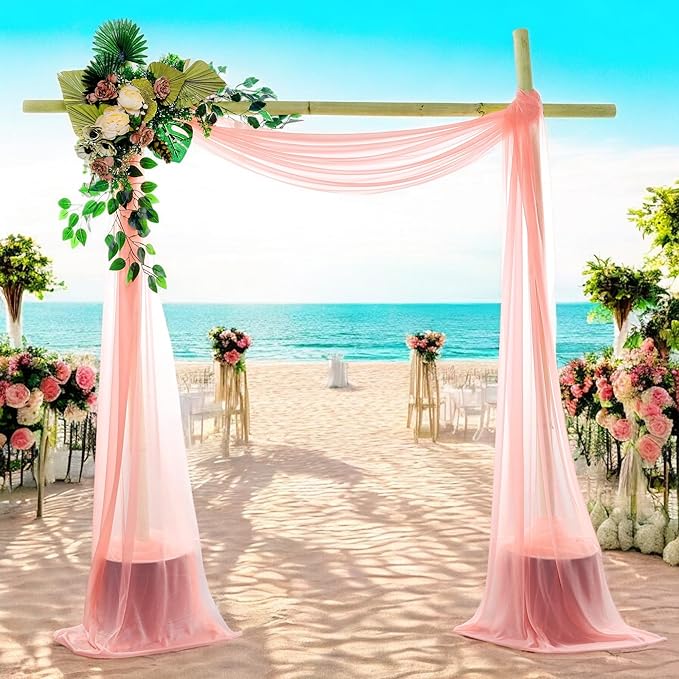 MDS Halloween Chiffon Draping Fabric - 1 Panel, 30" Wide x 75ft Long - Sheer Spooky Arbor & Canopy Drapery for Haunted House Backdrops, Party Ceilings, DIY Costumes & Themed Events - Peach