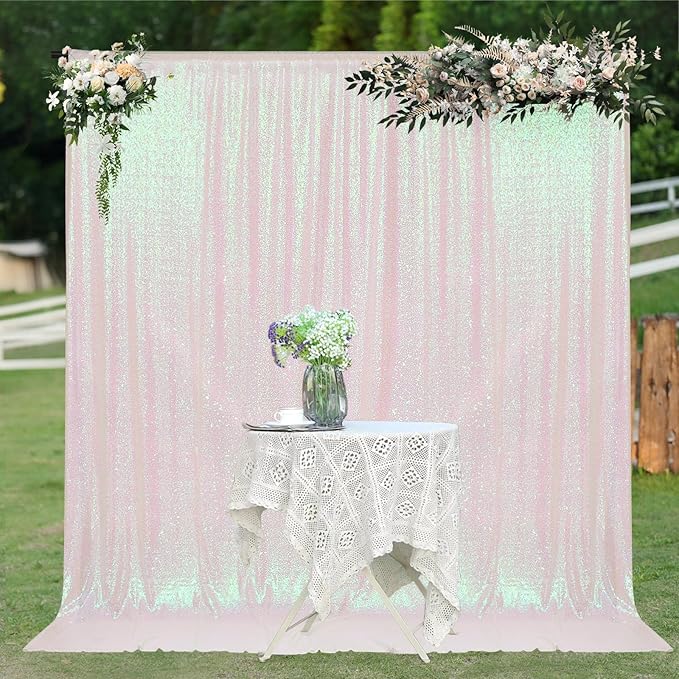 PartyDelight Sequin Backdrop Iridescent 6FTx6FT for Photography Curtain Special Events Party