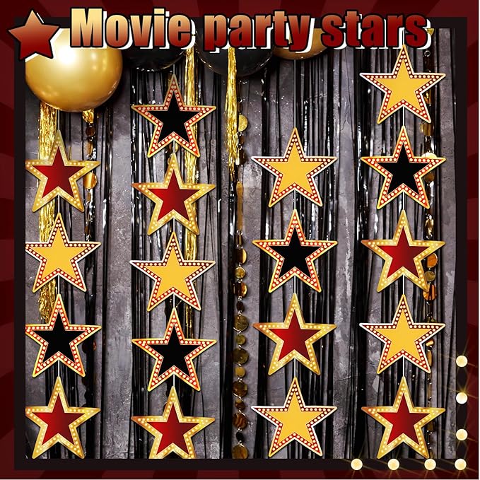 Geosar 48 Pcs Movie Star Cardboard Red Carpet Awards Night Cutouts Confetti Cutouts for Bulletin Board Movie Party Decoration Supply Wall (11 Inch)