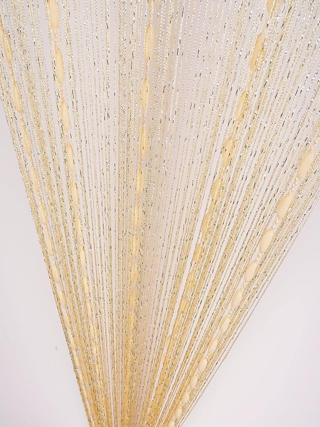 Hysenm Door String 39x79 Inch Curtains Beige Panel Soft Balls Romantic Glitter Fringe Room Divider Home Décor Wedding Girls Bedroom Window Living Room Backdrop Party Doorways Closet Doors, Beige