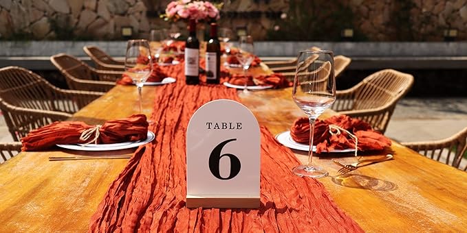 Wedding Table Numbers 1-30, Acrylic Arch Signs with Natural Wood Stands Holders, Rustic Table Decor for Reception & Parties (White Black)
