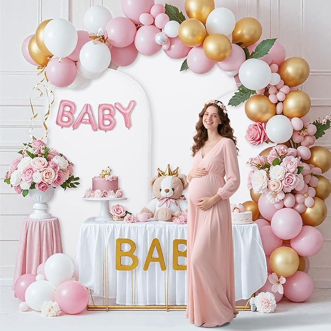 Wedding Arch Covers Arch Backdrop Cover Arch Stand Covers 7.2FT 6FT Set 2 Arch Cover Spandex Fabric Stretchy Backdrop for Wedding Birthday Party Decoration Baby Shower (White, Cover Only)