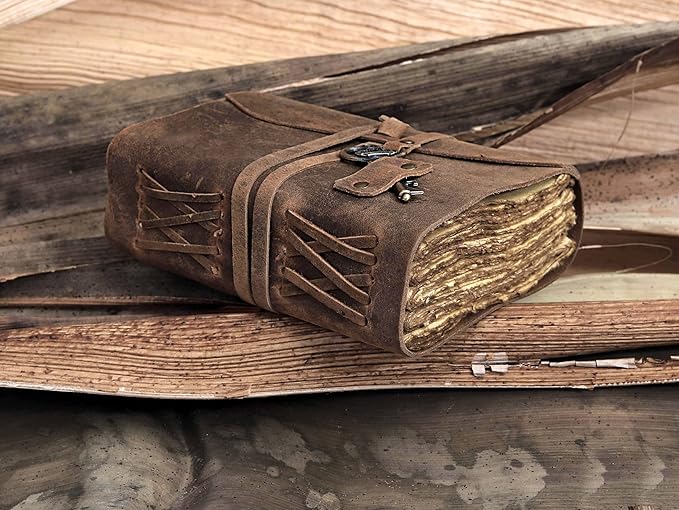 Vintage Leather Journal - Antique Handmade Leather Bound journal with deckle edge paper for Men And Women Diary - Leather Sketchbook - Drawing Journal Notebook - Great Gift (6"x 9")
