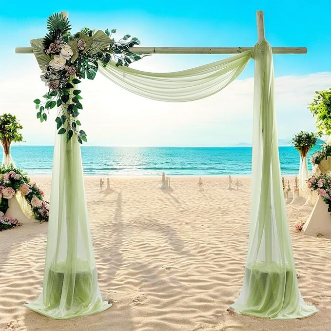 MDS Halloween Chiffon Draping Fabric - 1 Panel, 30" Wide x 75ft Long - Sheer Spooky Arbor & Canopy Drapery for Haunted House Backdrops, Party Ceilings, DIY Costumes & Themed Events - Sage Green