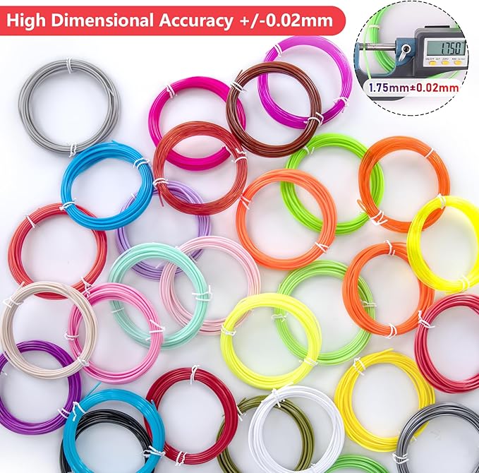 32 Colors 3D Pen Filament 1.75mm PLA, Each Color 20 Feet, Total 640 Feet 3D Pen Filament Refills 3D Printing Pen Refills with High-Precision Diameter Not Compatible with 3Doodler Pen