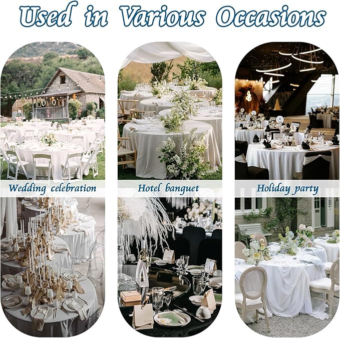 KKJIAF 1 Pack 108 Inch Round Table Cloth, Silver Overlay Round Satin Table Cover, Silky Satin Dining Tablecloths for Wedding Buffet Parties Banquet Decoration