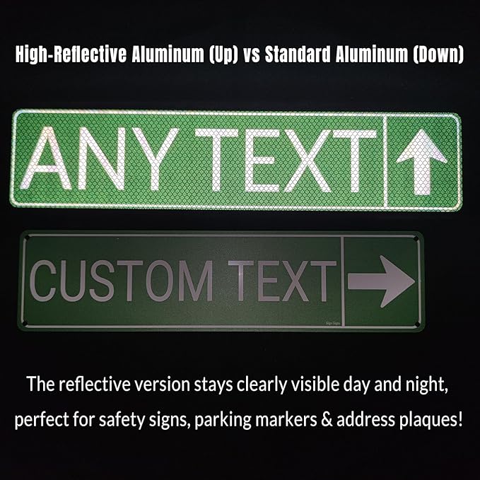 Custom Reflective Street Signs - Single/Double Sided Outdoor Metal Signs with Text, Photo, Logo - Personalized for Office, Business, Home - 4x18 Inch Rust Free .040 Aluminum