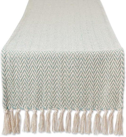 DII Woven Basic Tabletop Collection Chevron Table Runner, 15x108, Jadeite