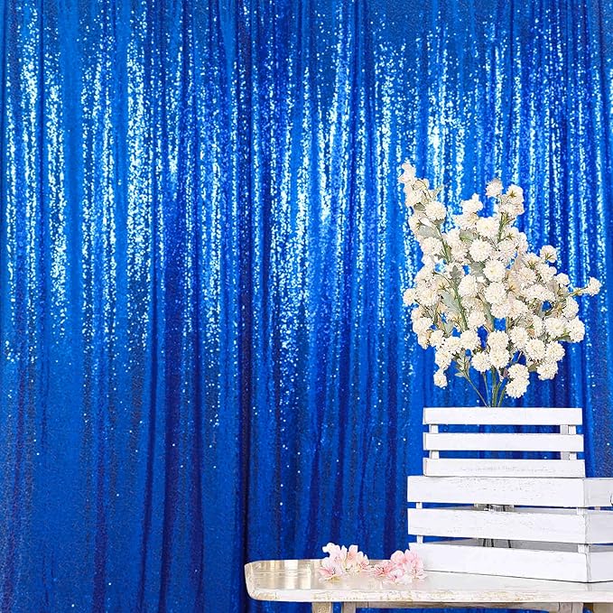 ShiDianYi Sequin Backdrop 8FTx10FT Royal Blue Sequin Wedding Backdrop Photo Backdrop Sequins Backdrops Curtains for Parties Fabric Backdrops Glitter Background for Pictures Shimmer Curtains Payette