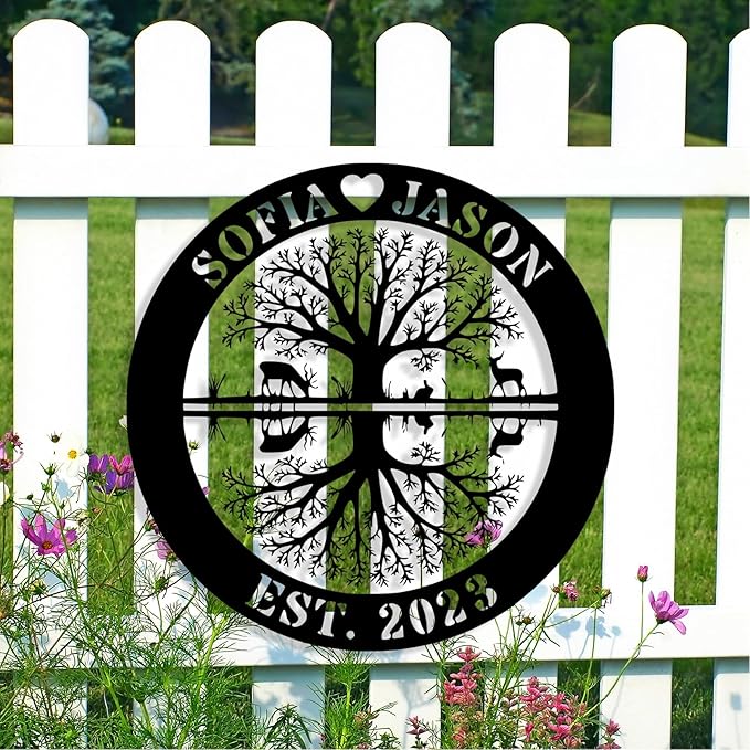 Personalized Tree of Life Metal Sign Wall Art Decor, Custom Wedding Gifts for Couples, Custom Family Name Sign, Christmas Valentine's Day Housewarming Gifts