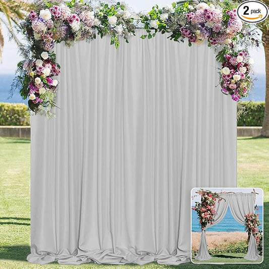 MYSKY HOME Light Grey Backdrop Curtains for Parties, Weddings, Stage - 5ft x 10ft, 2 Panels
