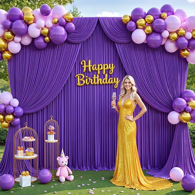 40ft x 12ft Purple Backdrop Curtains Wrinkle Free Backdrop Curtain for Wedding Parties Purple Fabric Backdrops Drapes Back Drop Cloth Bridal Shower Stage Curtains Wedding Decorations for Reception