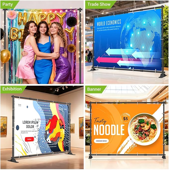 10 x 8 Ft Heavy Duty Backdrop Banner Stand, Adjustable Photo Background Support Frame Kit, Backdrop Stand for Parties Birthday Party Baby Shower Wedding Decorations