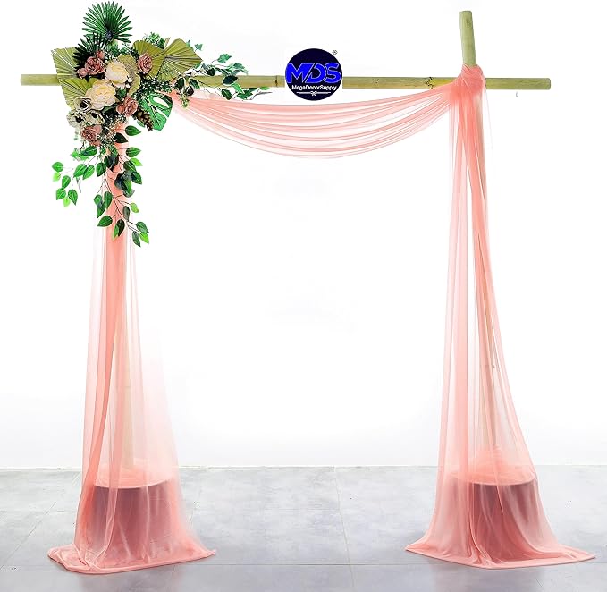 MDS Halloween Chiffon Draping Fabric - 1 Panel, 30" Wide x 75ft Long - Sheer Spooky Arbor & Canopy Drapery for Haunted House Backdrops, Party Ceilings, DIY Costumes & Themed Events - Peach