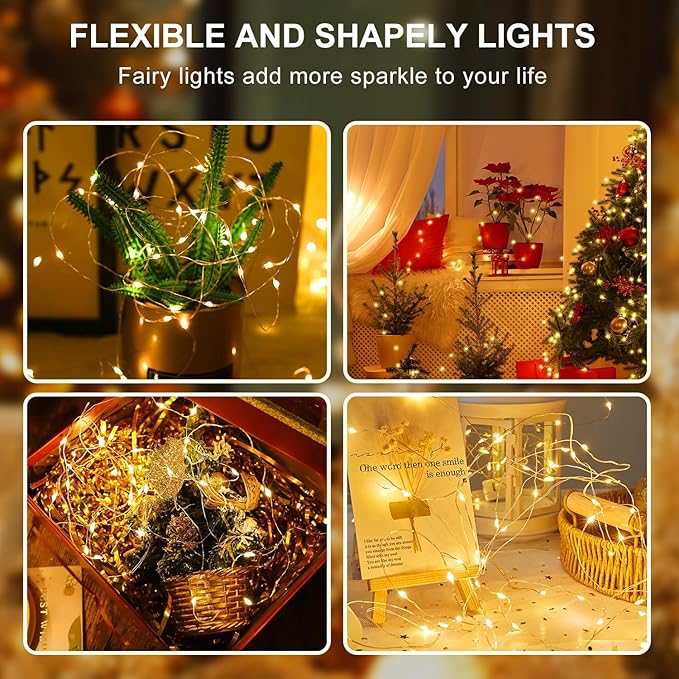Aogist 12 Pack Fairy Lights 3 Modes 7ft 20 LED Waterproof,Battery Operated Silver Wire Firefly Starry Moon Mini String Lights for Mason Jars Christmas DIY Crafts Wedding Party Bedroom,Warm White