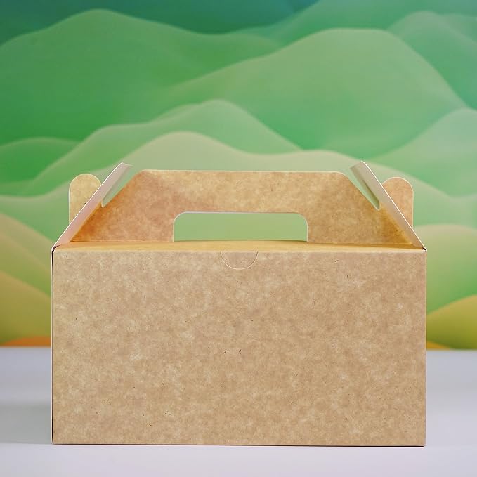 PandaPandaPPS 50 Pack Brown Gable Boxes (8.25"×5"×4") for Foods, Gifts and Party Favors, Treat Boxes Candy Cookie Snack Goodie Gift Boxes for Birthday, Wedding, Baby Shower