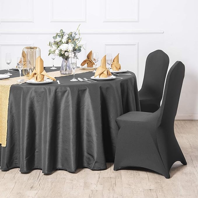 Ascoza 2pack 60 Inch Black Rectangular Tablecloth in Polyester Fabric for Wedding/Banquet/Restaurant/Parties
