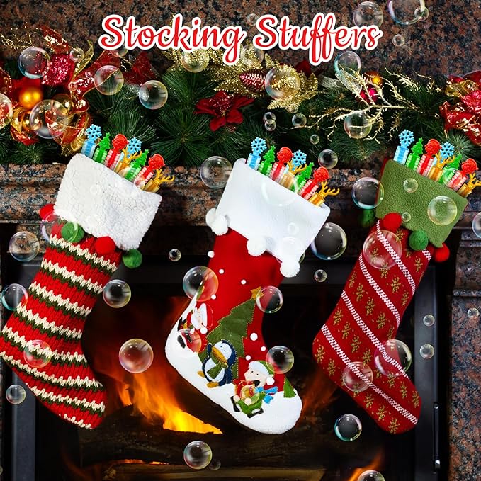 Bulk Christmas Giveaways for Kids 200 Pack,Party Favors Supplies Goody Bags Stocking Stuffers,Mini Bubbles Wand Toys Gifts for Toddlers,School Classroom Daycare Prizes Treats Trinkets for Students